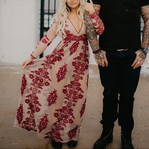 For Love and Lemons Temecula red floral maxi dress